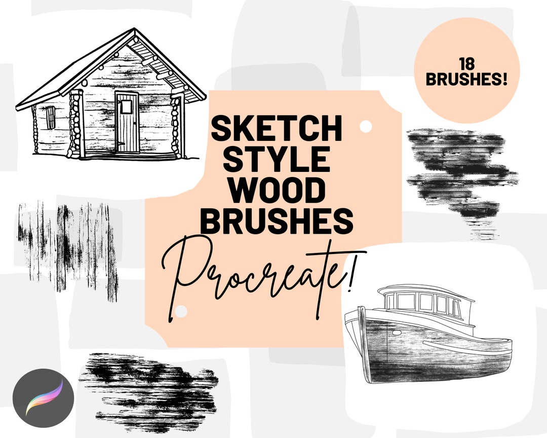 Sketch Style Wood / Grain Brushes for Procreate X 18 Instant Download