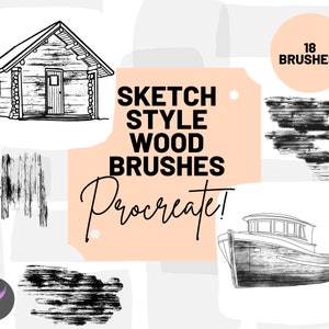 Sketch Style Wood / Grain Brushes para Procreate X 18 ¡Descarga instantánea!