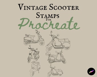Vintage Scooters Stamps for Procreate  - X 5  -Digital Download
