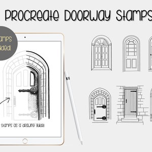 Doorways / Doors Procreate Stamp Brush Set - 6 Hand Drawn Stamps - Instant Download