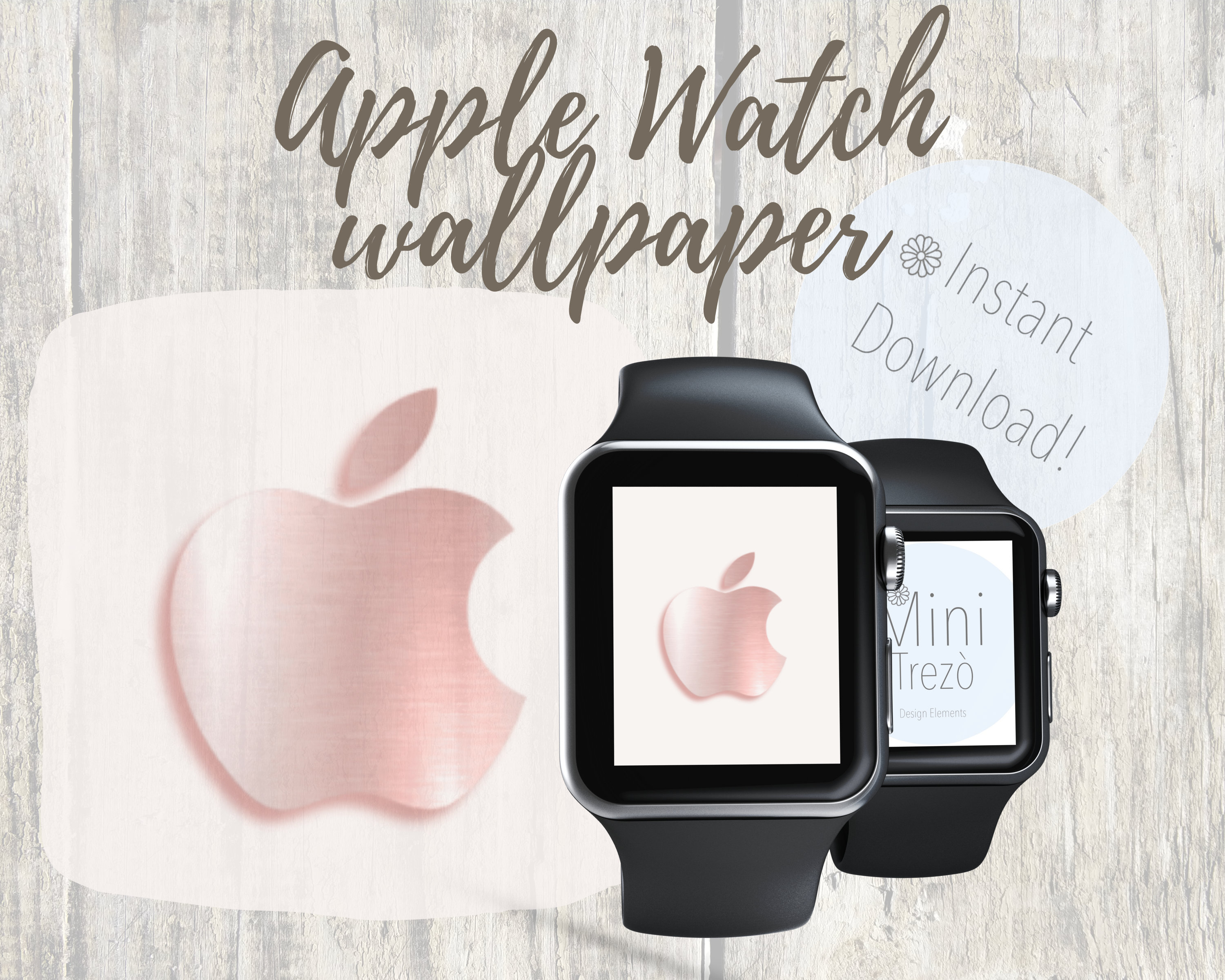 Rose Gold Apple Logo Metallic Apple Watch Wallpaper 3842mm Etsy