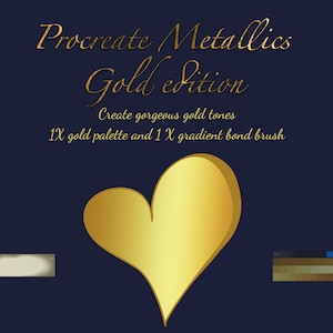 Zestaw kolorów Gold Metallic Procreate - 1 paleta próbek i 1 pędzel do gradientu - natychmiastowe pobranie pliku cyfrowego