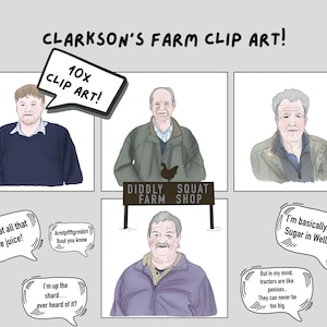 CLARKSON'S FARM Handgetekende illustraties illustratie-ontwerpelementen - 10 X PNG-bestanden - direct downloaden (zipbestanden)
