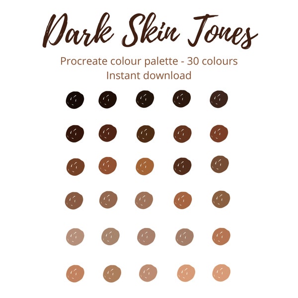 Dark Skin Tones - brown black beige cream tan  - procreate colour palette / swatch - 30 X colours - instant download