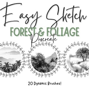Quick Sketch Pinceaux dynamiques pour forêt et feuillage pour Procreate X 20 Téléchargement instantané !