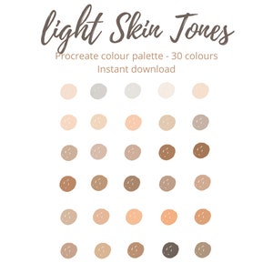Tonos de piel claros - marrón rosa porcelana negro beige crema tan fair - procreate paleta de colores / swatch - 30 colores X - descarga instantánea