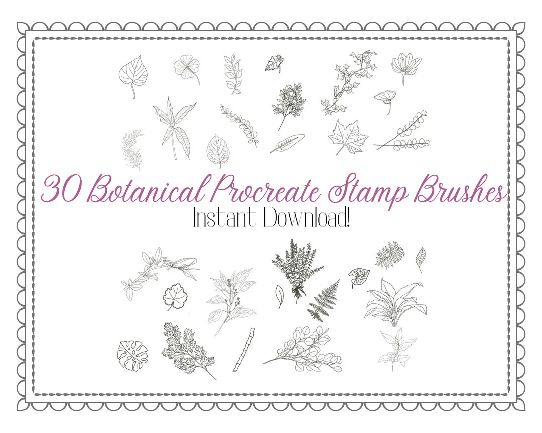 Botanical Procreate Brush Set – 30 Foliage Stamp Brushes (instant ...