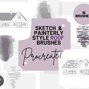 Pincéis de telhado para Procreate - Sketch Painterly Texture X 18 Download instantâneo!
