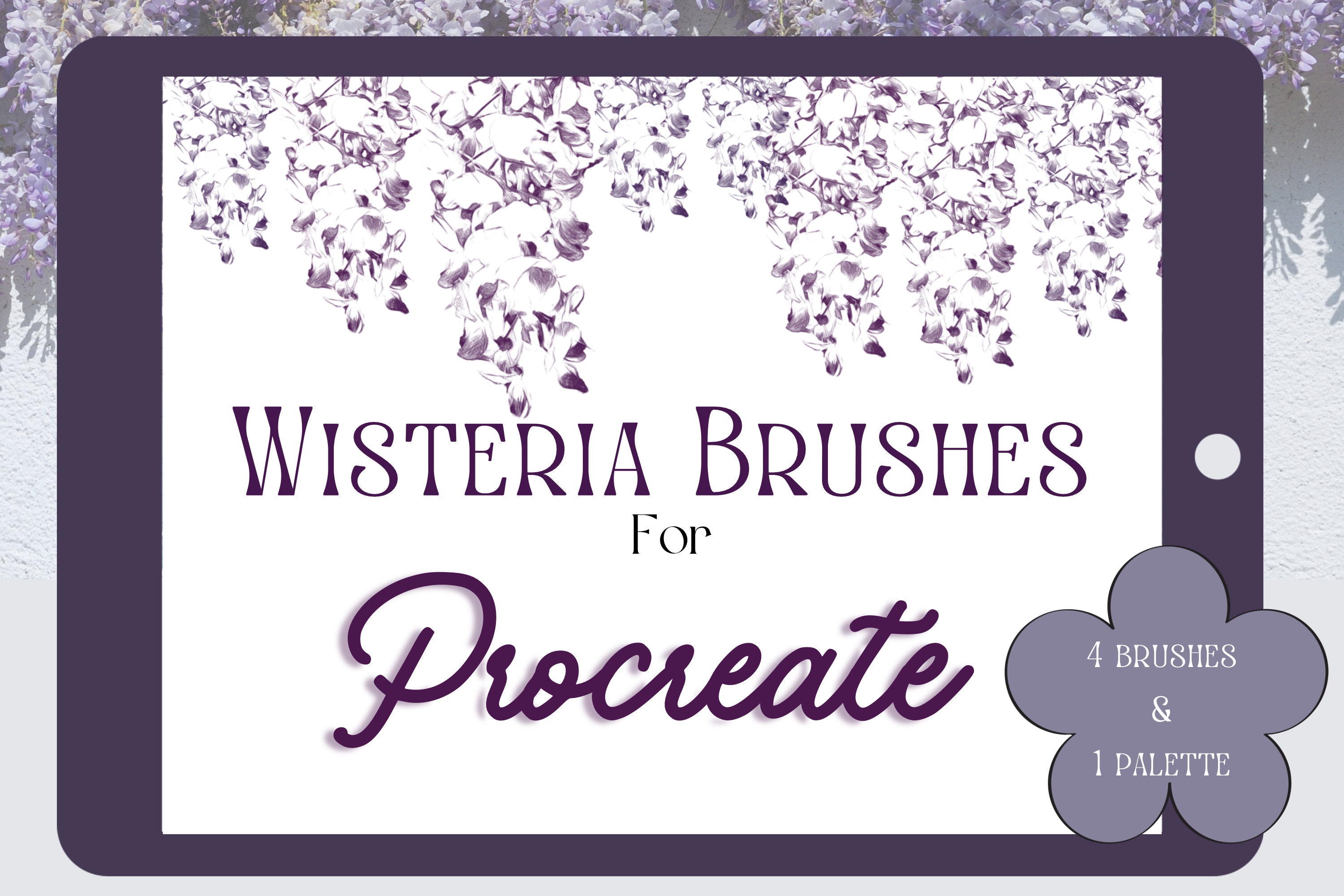 Wisteria Botanical Brushes for Procreate - includes 4 brushes & 1 palette   - Instant Download!