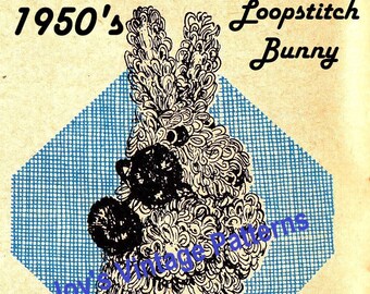 Loopstitch Bunny vintage Crochet Pattern 1950's Instant Digital Download PDF Retro Rabbit Boy's Girl's Child's Easter Basket Toy Gratuit