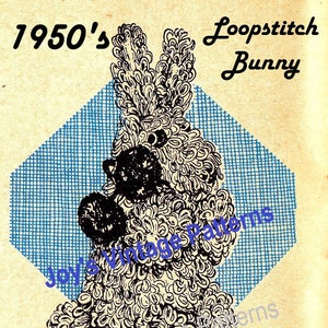 Loopstitch Bunny Vintage Crochet Pattern 1950&#39;s Instant Digital Download PDF Retro Rabbit Boy&#39;s Girl&#39;s Child&#39;s Easter Basket Toy Free
