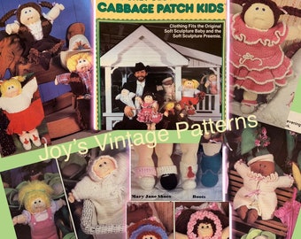Vintage Crochet Doll Clothing Patterns, Original Cabbage Patch Kids, Cowboy Boots, Mary Jane Shoes, 14 15 16 18 inch, Digital Download PDF