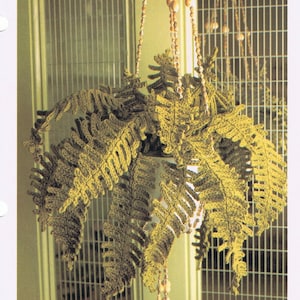 Vintage Fern Crochet Pattern Life Like Hanging Potted House Plant Instant Digital Download PDF