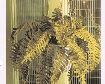 Vintage Fern Crochet Pattern Life Like Hanging Potted House Plant Instant Digital Download PDF