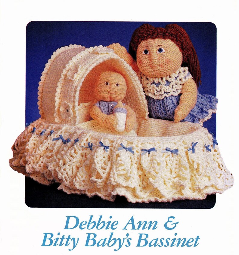 3 Vintage Crochet Patterns  Soft Sculpture Doll  Infant Newborn Premie Doll Pattern  Doll Bassinet Pattern  Amigurumi Baby Doll  PDF