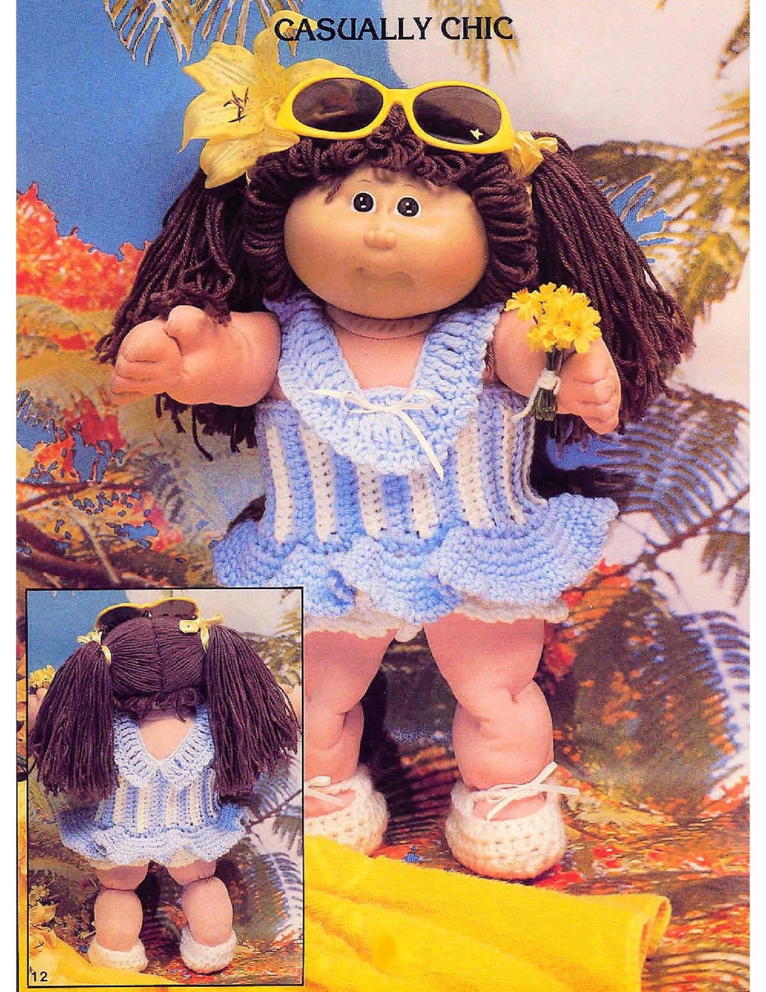 Vintage Crochet Pattern Cabbage Patch Kids Doll Sun Dress With Attached Panties Shoes Summer Outfit 16 Doll Instant Digital Download PDF Etsy