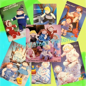 14 Vintage Crochet Doll Clothes Patterns / Fits 15 inch to 18&quot; Dolls 16&quot; / Solf Sculpture Doll Clothes / Instant Digital Download PDF