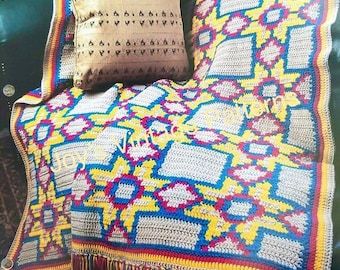 Jeté de couverture afghan vintage au crochet avec étoiles néerlandaises / motif de courtepointe au crochet / téléchargement numérique instantané PDF
