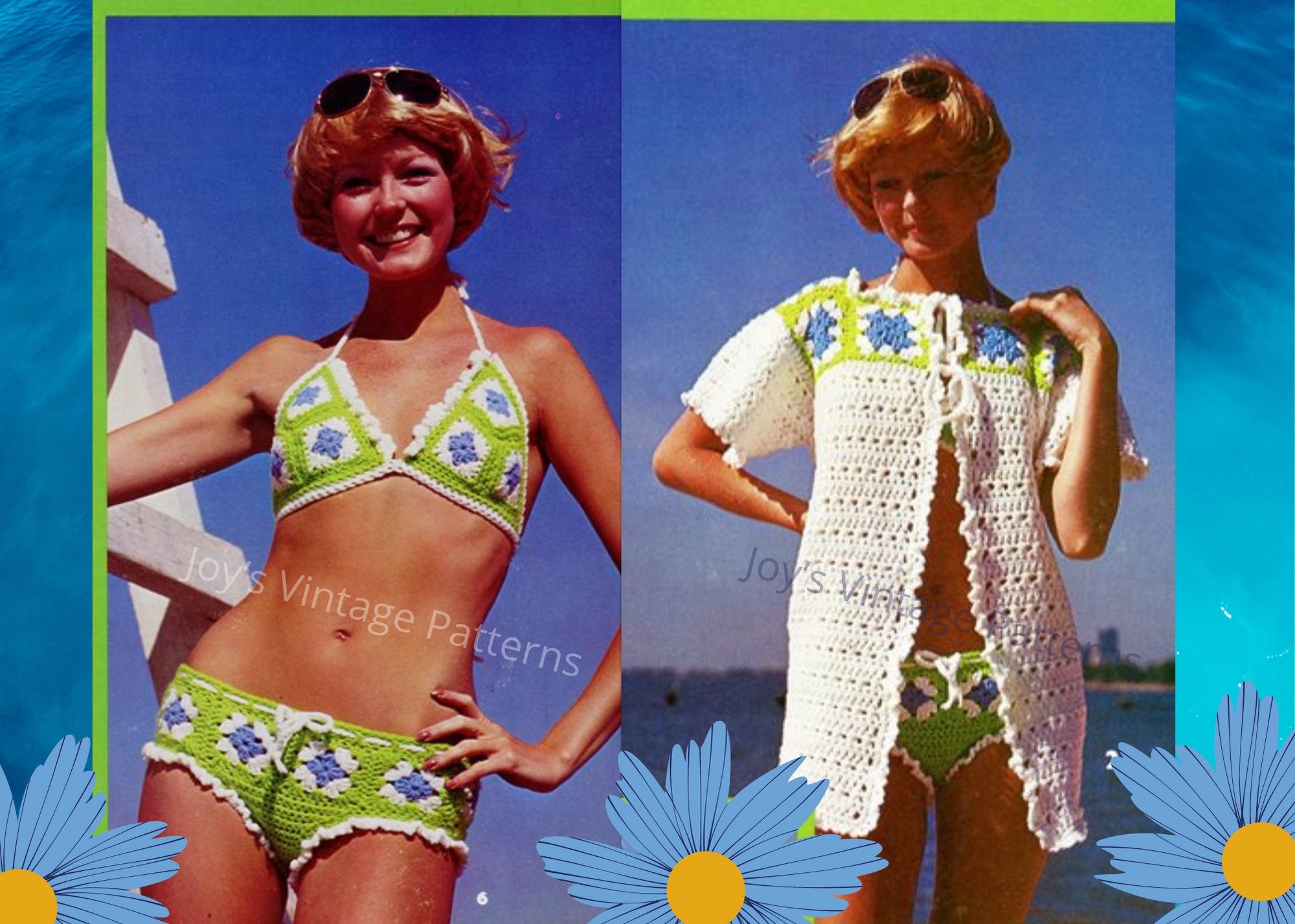 Holiday Style Crochet bikini and cover up Skirt for Women