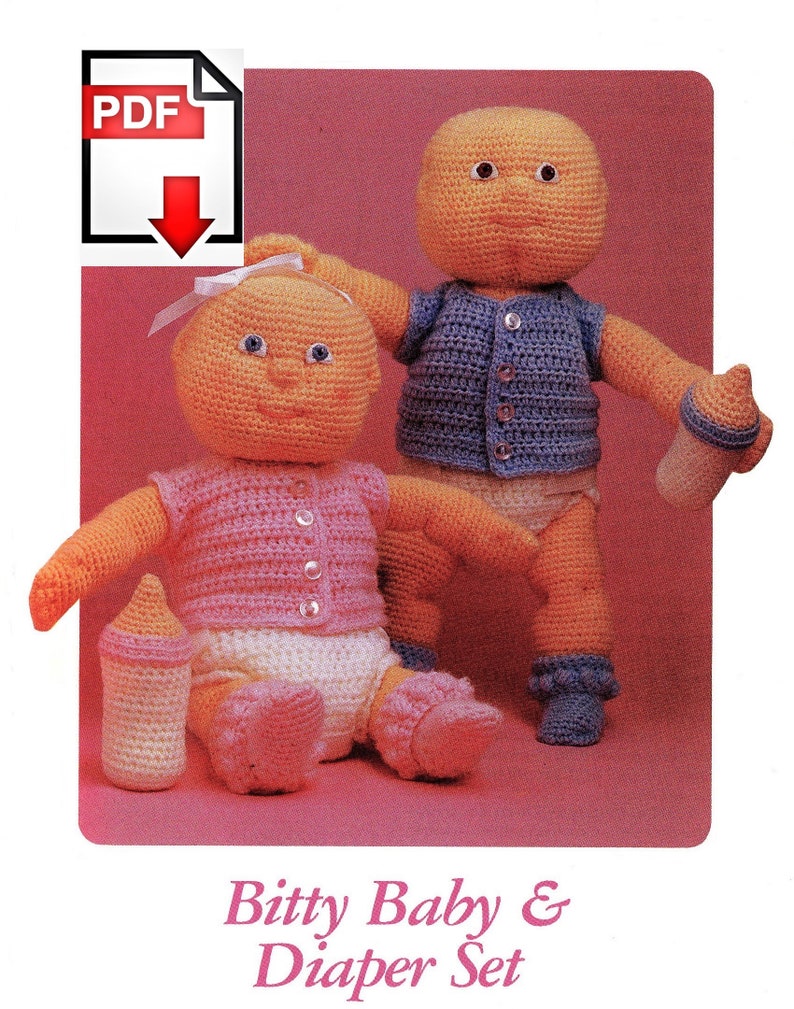 3 Vintage Crochet Patterns Soft Sculpture Doll Infant Newborn Premie Doll Pattern Doll Bassinet Pattern Amigurumi Baby Doll PDF