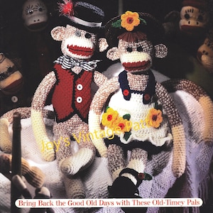 Patrón de crochet de mono calcetín vintage para niño y niña, ropa, sombreros y zapatos, descarga digital instantánea en PDF.