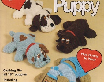 Vintage Playful Pound Puppy Crochet Patterns 18" / includes clothes outfits & blanket / 4 Different Puppies / Instant Digital Download PDF