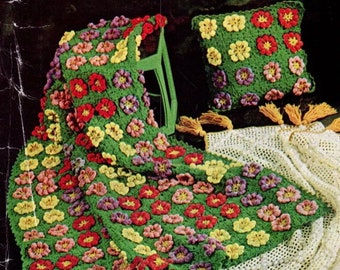 Vintage Flower Garden Afghan Crochet Pattern / Handmade Blanket Pattern / Crochet Throw Pattern