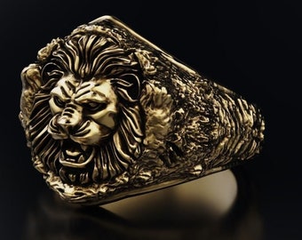 STAINLESS STEEL SILVER LION HEAD RING 15g C203 