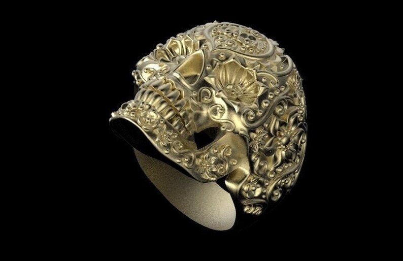 Flower Skull Ring Tattoo Ring skull gift Tribal Handmade ring 925 Sterling Silver Handmade Flower Skull Ring Flower Garden Skull Ring
