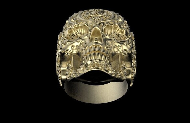 Flower Skull Ring Tattoo Ring skull gift Tribal Handmade ring 925 Sterling Silver Handmade Flower Skull Ring Flower Garden Skull Ring