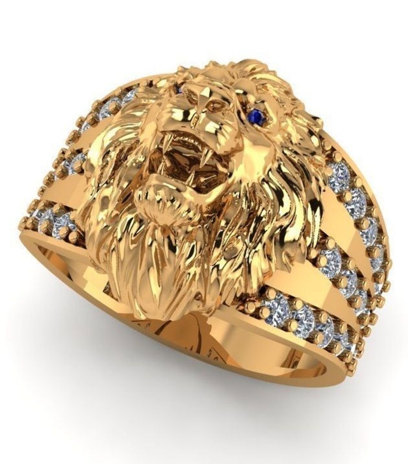 3.15 Ct Gold Over Lion Ring Lion Jewelry Ring Lion Diamond Etsy