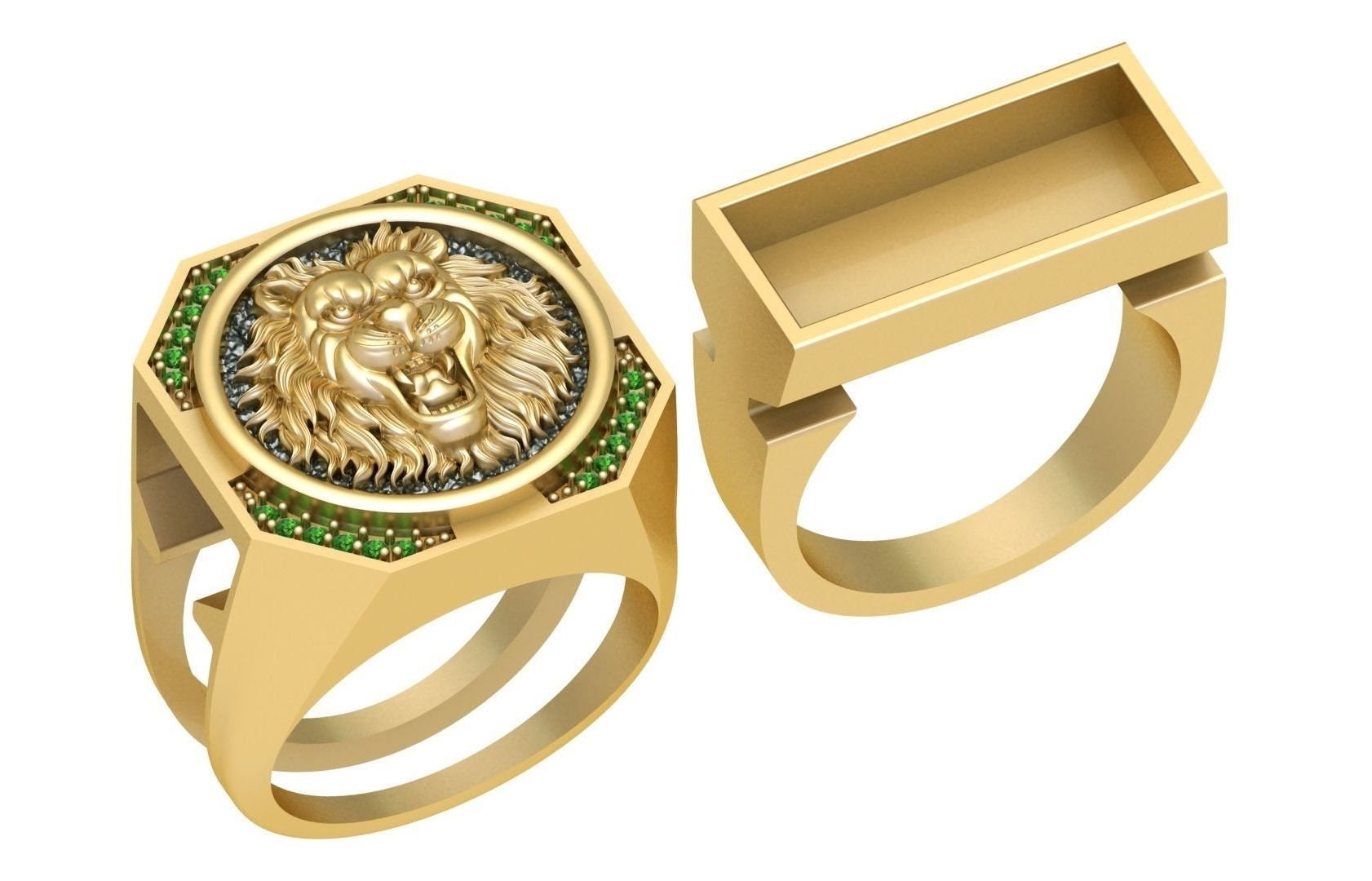 3.00 14k gold over lion ring lion diamond ring Lion jewelry Etsy