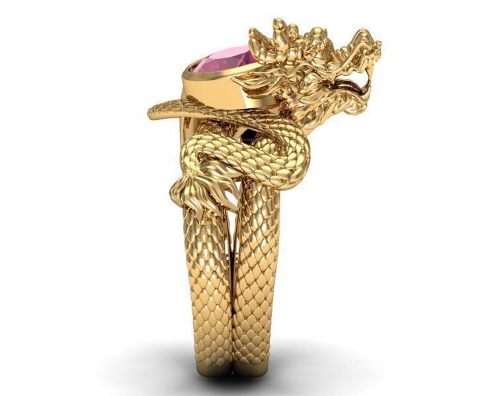 14K Gold Over Diamond Dragon Ring Dragon Ring Ruby Dragon Etsy Australia