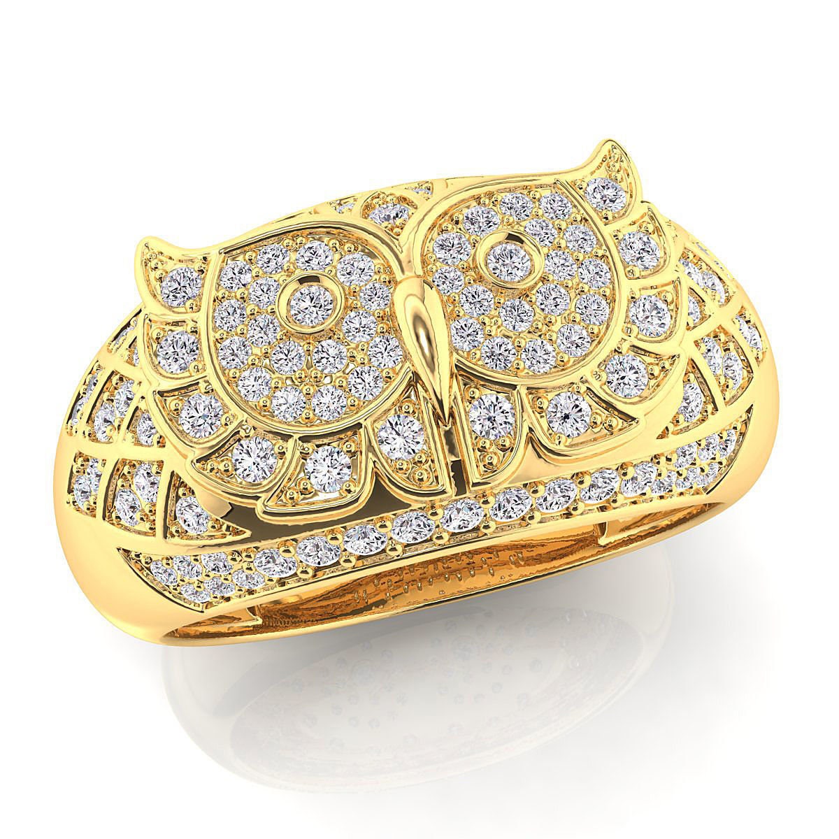 14k Gold Over Owl Ring Diamond Owl Women Owl Ring Owl Diamond Etsy UK