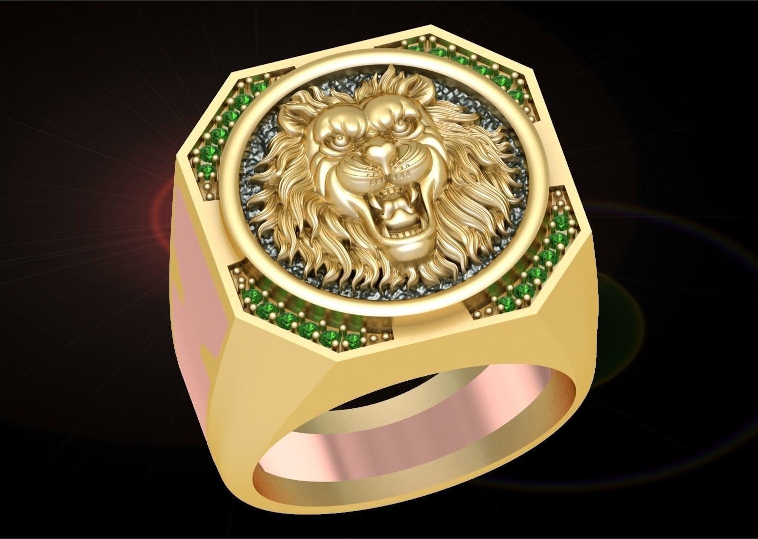3.00 14k Gold Over Lion Ring Lion Diamond Ring Lion Jewelry Etsy UK