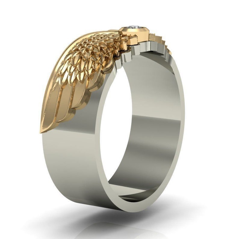 14k Gold Over Diamond Ring Diamond Wings Ring Wing Diamond Etsy