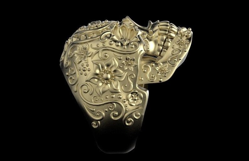 Flower Skull Ring Tattoo Ring skull gift Tribal Handmade ring 925 Sterling Silver Handmade Flower Skull Ring Flower Garden Skull Ring