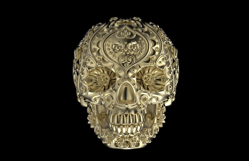 Flower Skull Ring Tattoo Ring skull gift Tribal Handmade ring 925 Sterling Silver Handmade Flower Skull Ring Flower Garden Skull Ring