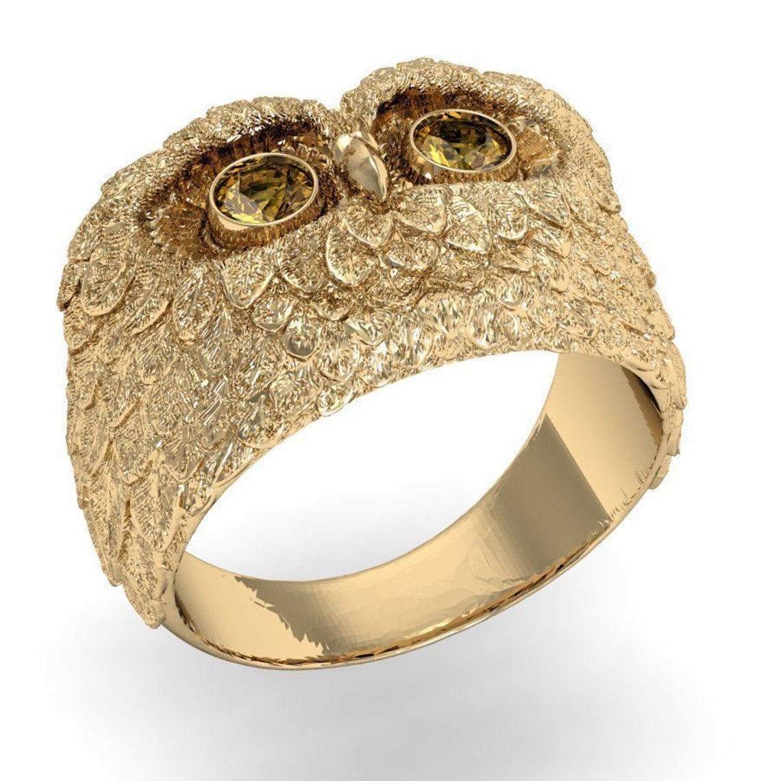 14k gold over owl ring diamond owl ring animal bird owl ring Etsy