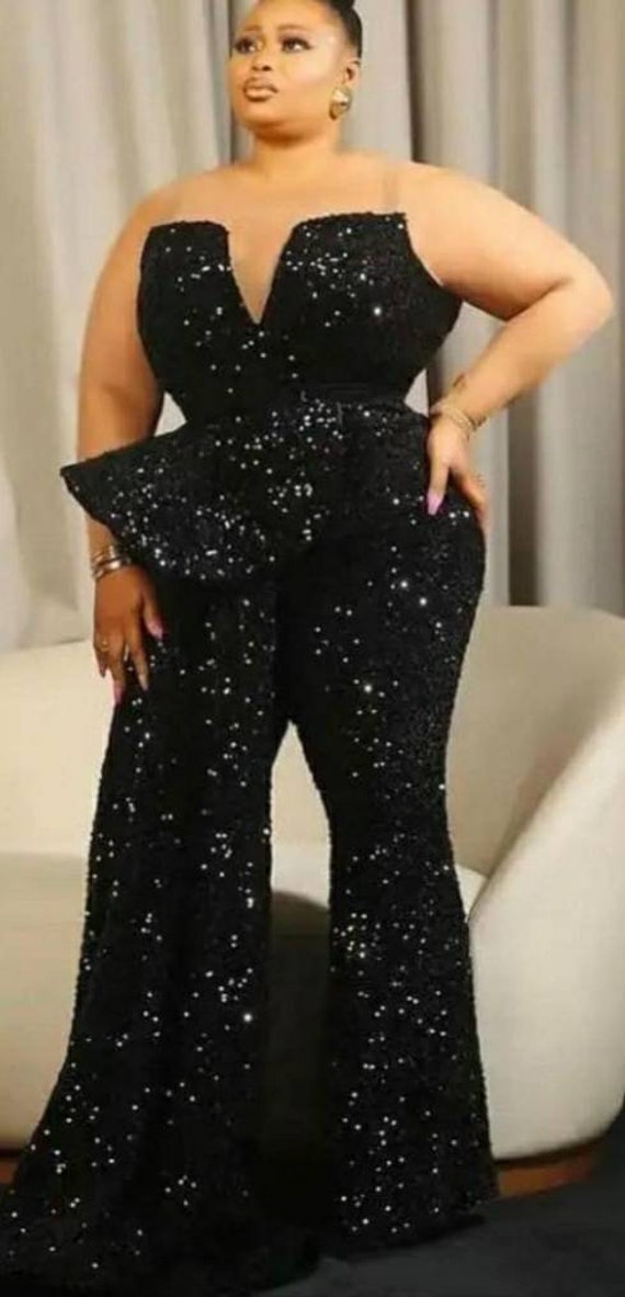 Sequin Jumpsuit: African Peplum Ankara Clothing