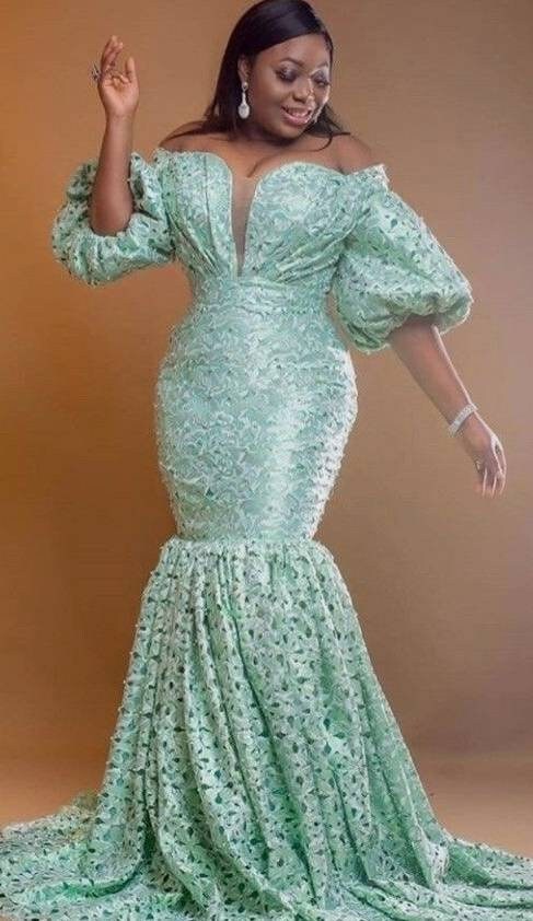 African Lace Mermaid Puff Sleeve Gown African Prom - Etsy