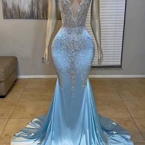 Blue mermaid prom dress,(available in colours),prom gowns bridal dresses,African prom dress,bridesmaids dresses,engagement gown,party wear