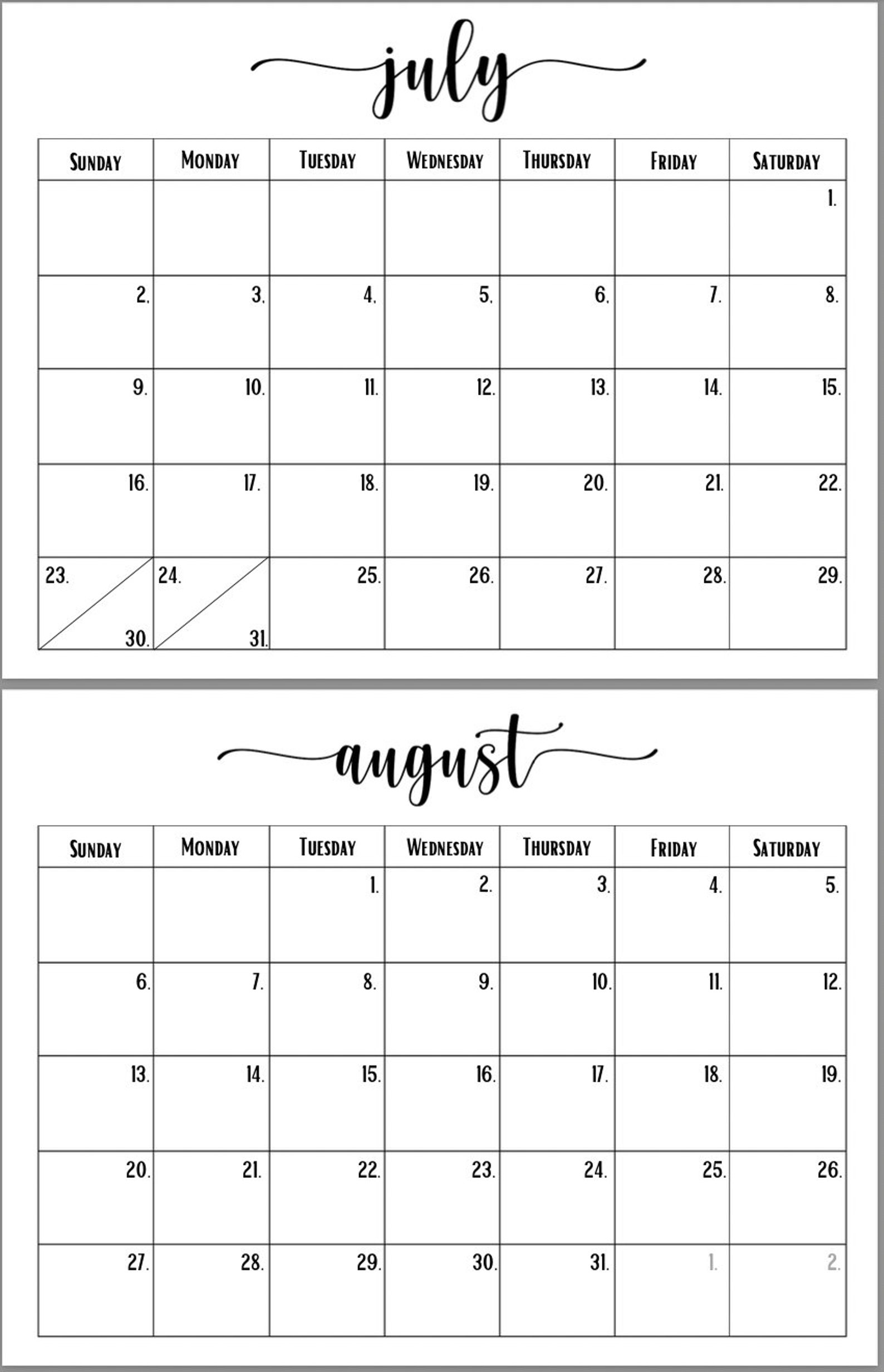 White 2023 Printable Calendar, Aesthetic, Printable, Calendar Etsy