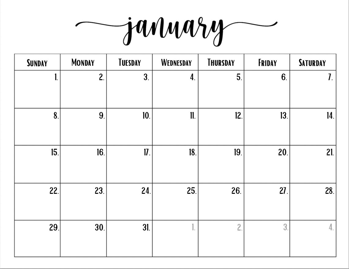 White 2023 Printable Calendar, Aesthetic, Printable, Calendar Etsy