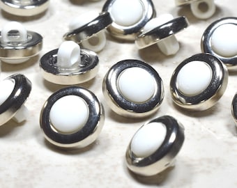 シルバー＆ホワイトエナメルスクエアボタン：11 mm、10個入り - Etsy 日本