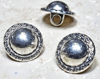 Botones de cúpula de plata brillante de 12,5 mm/20 l, botones de metal plateado con borde de cuerda, botones de camisa de vástago pequeño, botones de plata en forma de cúpula