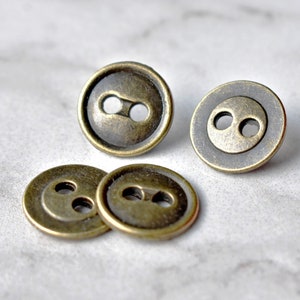 Bottoni reversibili rari in metallo color bronzo invecchiato da 15 mm/24L, bottoni per camicia da uomo a 2 fori, graziosi bottoni centrali convessi per cardigan, blazer, camicie