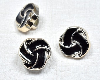 11mm/18L Fancy Blouse Shank Buttons, Black Rope Swirl Button, Silver Tone Edge Button,Enamel Button,Knotted Resin Button, Basket Loop Button