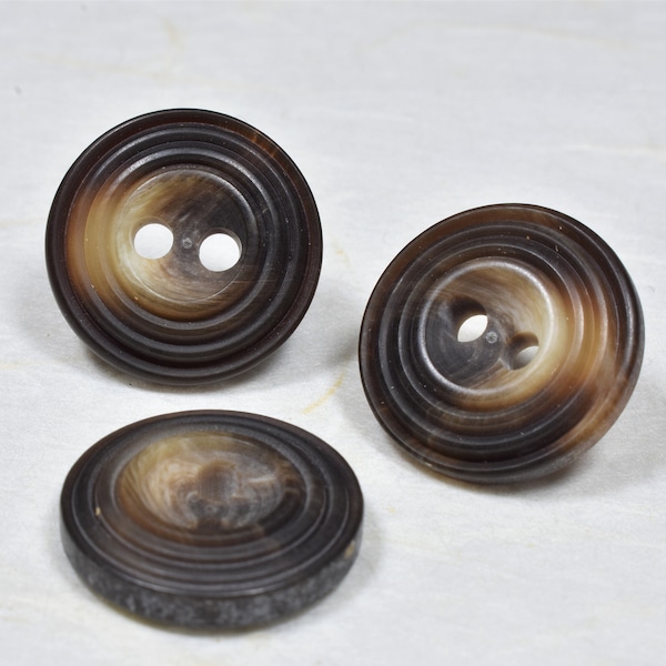 15mm/24L Petits Boutons en Résine d'Aran Marron, Boutons en Plastique Marron Fumé 2 Trous pour Cardigan, Chemises, Chemisiers, Boutons en Fausse Corne pour la Couture *