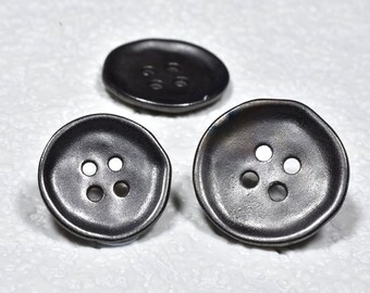 2 Buttons Per Order Large Metal Splat Pattern Button Gray Tone Metal Shank Button in Irregular Shape Big Non-Traditional Buttons